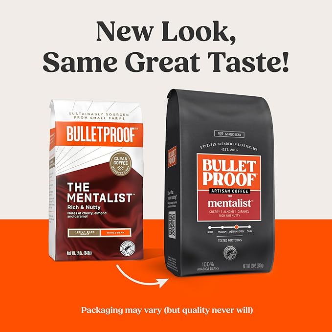 Bulletproof The Mentalist Medium-Dark Roast Ground Coffee, 12 Ounces, Clean Coffee Tested for