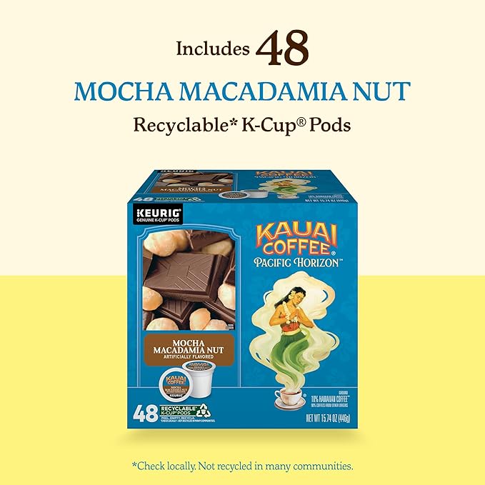 Kauai Coffee K-Cup Pods for Keurig Brewers – Arabica Coffee, 10% Hawaiian – Medium Roast, Savory