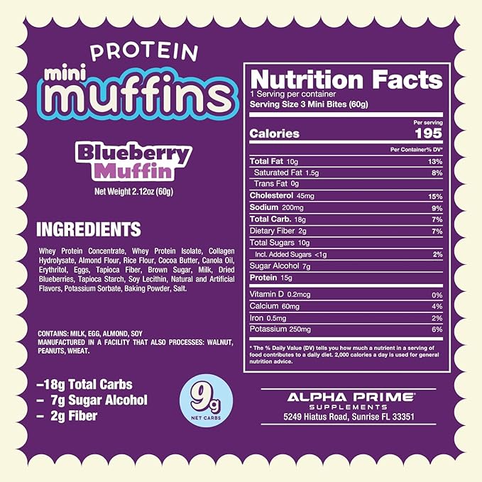 Prime Bites Minis | Protein Mini Muffins from Alpha Prime Supplements | High Protein, Collagen