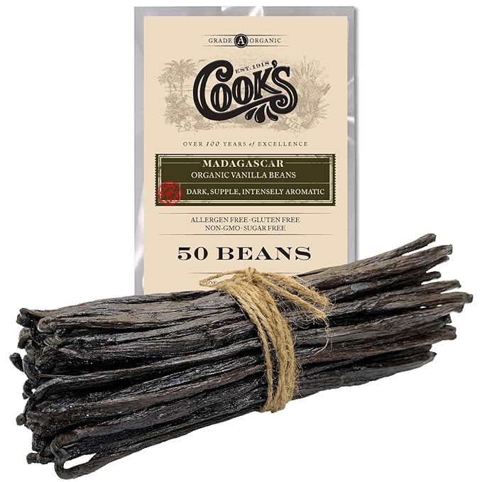 50 Organic Madagascar Whole Vanilla Beans, Grade A Vanilla Pods, Premium Vanilla Beans for Making