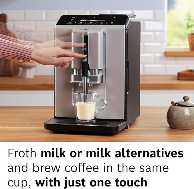 Bosch TIU20508 300 Series Fully Automatic Espresso Machine with Milk Express (in-cup frother), LCD