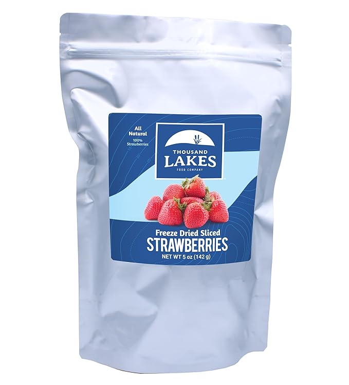 Thousand Lakes Freeze Dried Sliced Strawberries, Premium Fruit - Bulk 5 oz | No Sugar Added | 100%