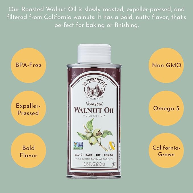 La Tourangelle, Roasted Walnut Oil, Plant-Based Source of Omega-3 Fatty Acid, Cooking, Baking, &