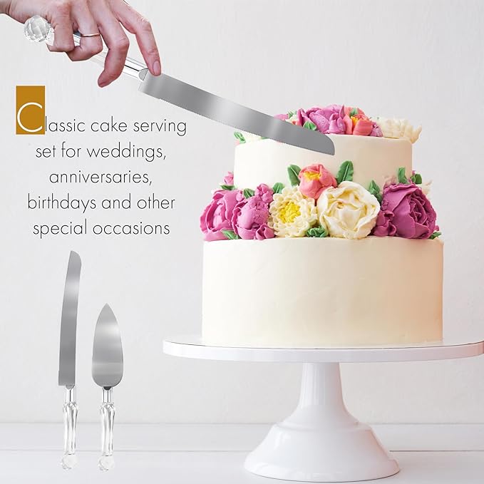 Wedding Cake Knife and Server Set, Cake Cutter and Pie Spatula, Cake Server and Knife Set of 2 with