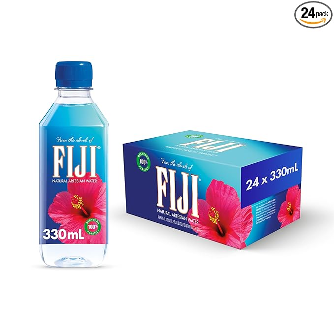 FIJI Natural Artesian Bottled Water 330mL / 11.15 Fl Ounce (Pack of 24) - 100% Natural Electrolytes