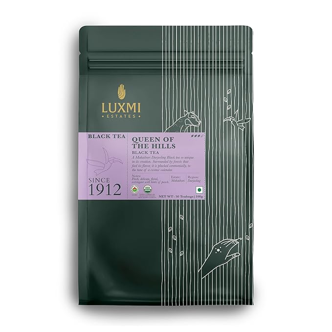 Luxmi Estates Queens Black Tea Blend 50 Tea Bags (100gm) Pack | Organic Black Tea | 50 Cups Bulk