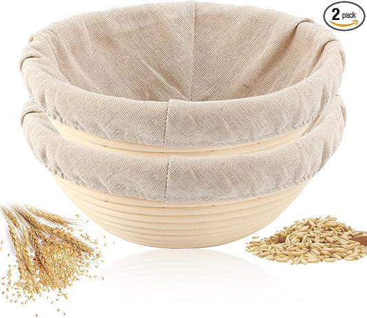 KONGDY Banneton Bread Proofing Basket, 10 Inch Round Sourdough Proofing Basket with Linen Liner