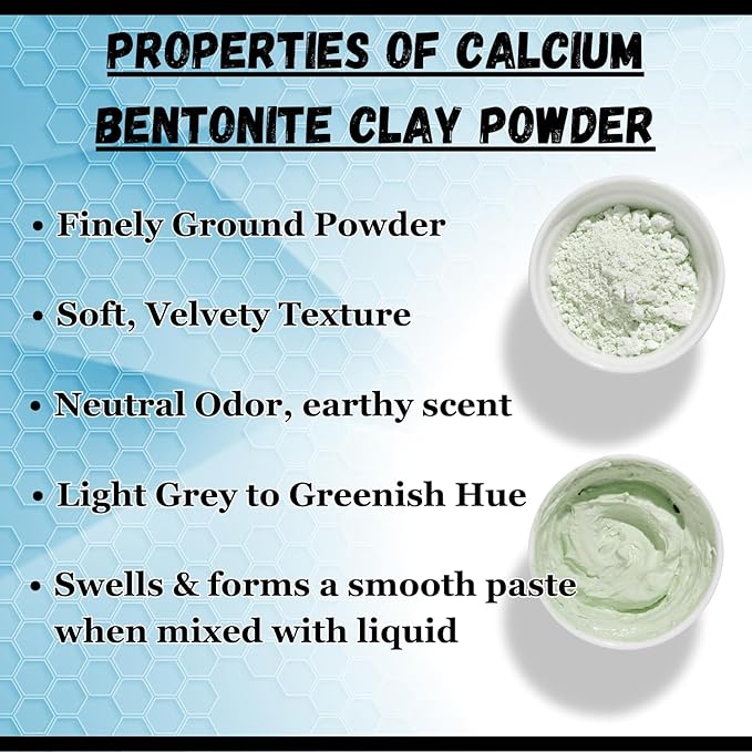 Calcium Bentonite Clay Powder 5lb by Essencea Pure Bulk Ingredients | Deep Pore Detox Face & Hair