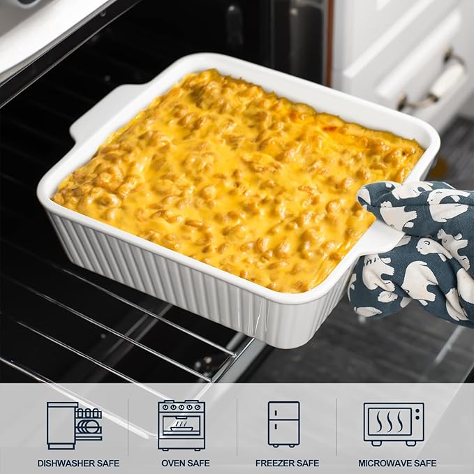 Casserole Dishes for Oven, 10'' Square Casserole Baking Dish, 2 Pack Ceramic Baking Dishes