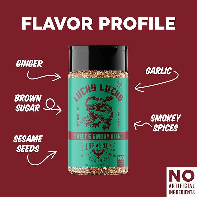 Fire & Smoke Lucky Lucky Asian Seasoning Blend | Noodles, Stir Fry, Fried Rice Seasoning | Garlic