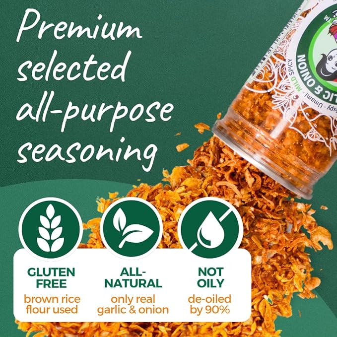 MaeMai MILD Spice - Crispy Onions & Garlic Flakes - Keto, Healthy Seasoning, Salad Toppings, Fried