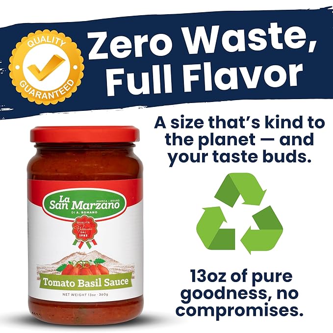La San Marzano Tomato Basil Sauce, 13 oz, Pasta Sauce Made in Italy, All Purpose Tomato Premium