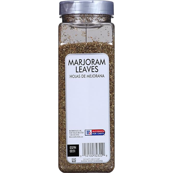 McCormick Culinary Marjoram Leaves, 4 oz - One 4 Ounce Container of Marjoram Spice for a Bitter