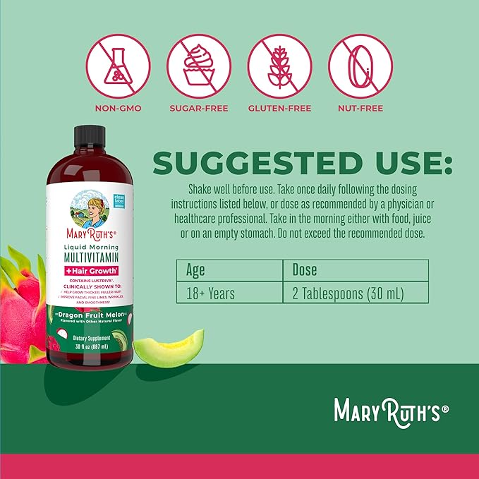 MaryRuth's Liquid Multivitamin + Hair Growth | Clinically Tested in Women for Thicker Hair & Facial