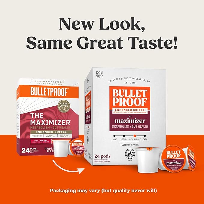 Bulletproof The Maximizer Single-Serve Coffee Pods, 24 Count, Clean Coffee with Prebiotics for