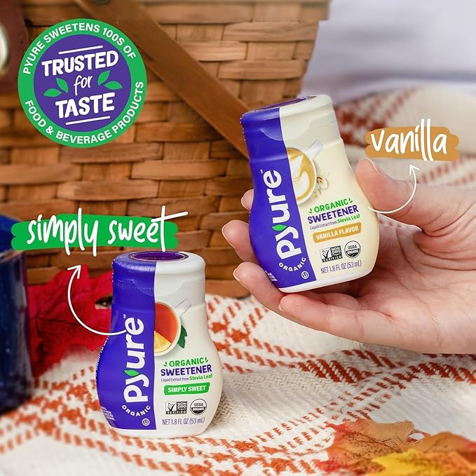 Pyure Organic Liquid Vanilla Stevia Drops | Stevia Liquid Sweetener Keto Sugar Substitutes | Zero