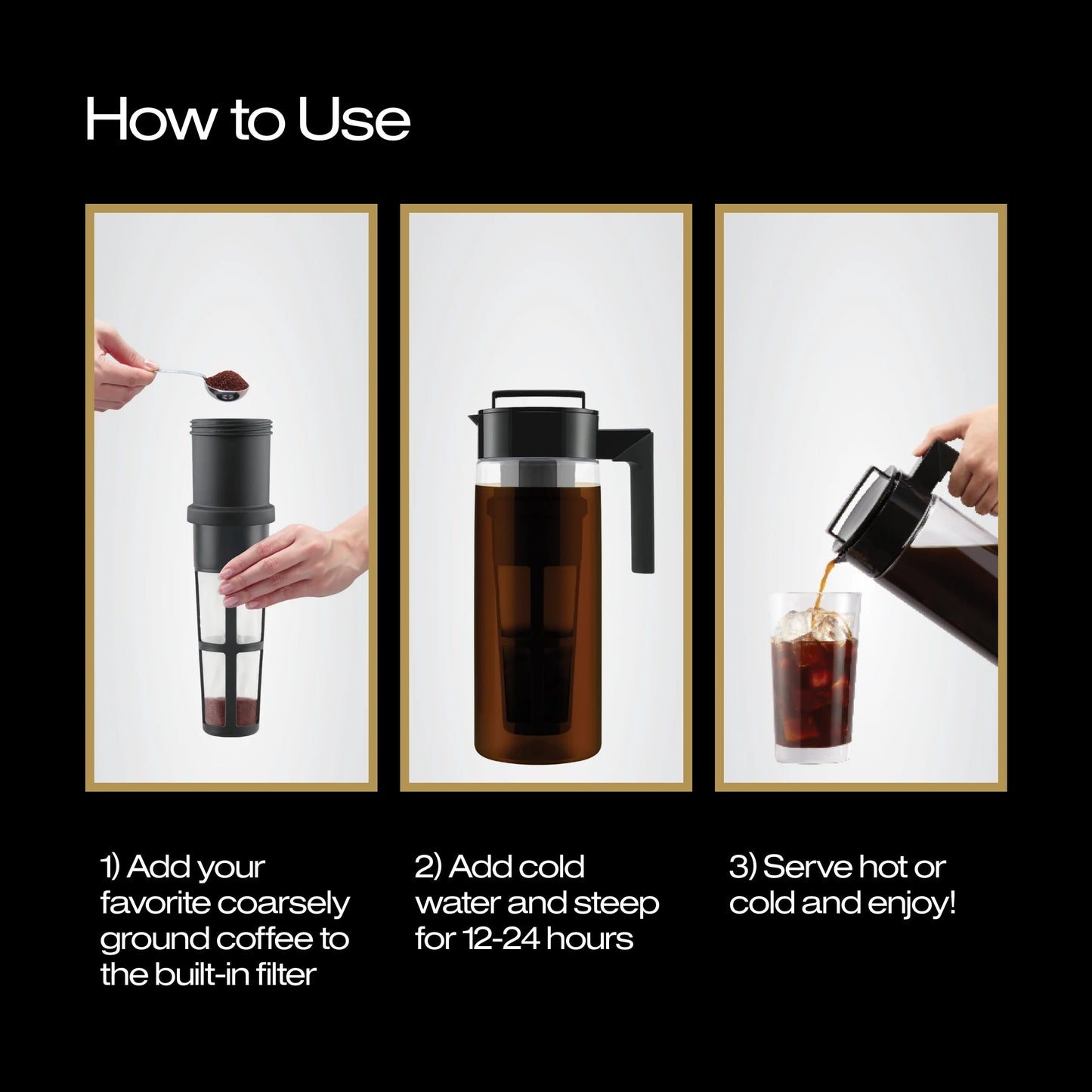 Takeya Glass Cold Brew Coffee Maker for Iced Coffee, Airtight Pitcher, Premium Quality, 2 Quart
