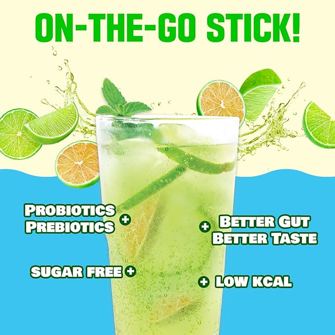 TEAZEN Green Mandarin Lime Kombucha Tea, Hydration Drink Mix, Sugar Free, Live Probiotics &