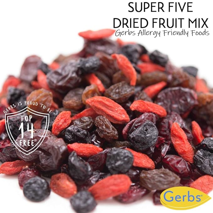 Gerbs Super 5 Dried Fruit Snack Mix 14 oz. | Unsulfured, No Additives, Resealable Bag | Naturally