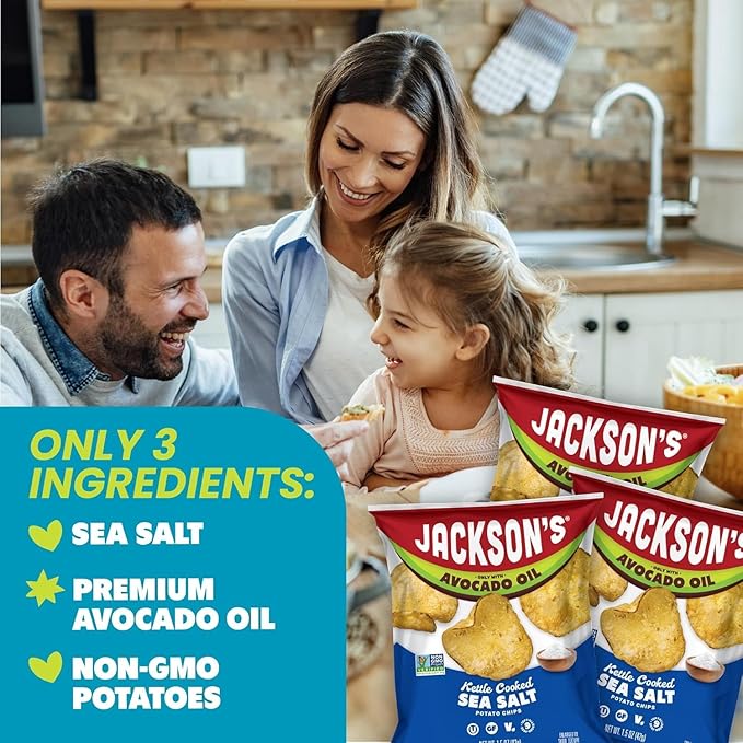 Jackson?™s Potato Classic Kettle Chips with Sea Salt (1.5oz, Pack of 28) - Made with Premium