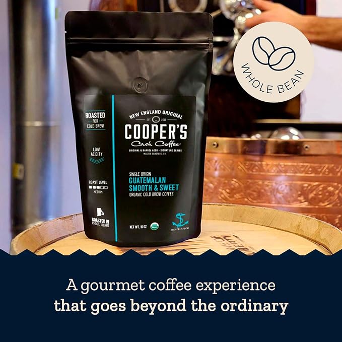 Organic Cold Brew Coffee - Guatemalan Coffee Beans Crafted For Cold Brewing - Whole Bean, Medium