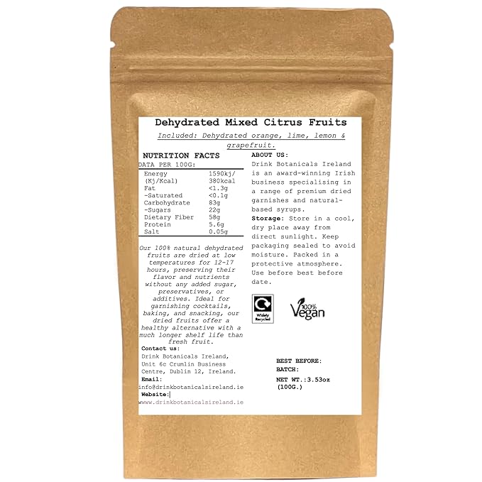 Drink Botanicals Ireland Mixed Dehydrated Citrus Fruits | Dried Orange, Lime, Lemon, Grapefruit