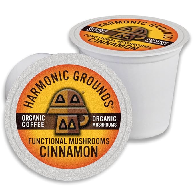 Harmonic Grounds Organic Mushroom Coffee Pods - Cinnamon Flavored Medium Roast with Lion's Mane