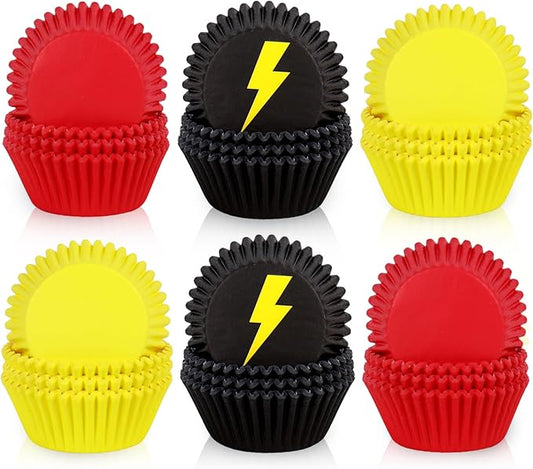 600 Pcs Lighting Cupcake Liner Cartoon Red Yellow Black Paper Baking Cup Animation Muffin Cupcake