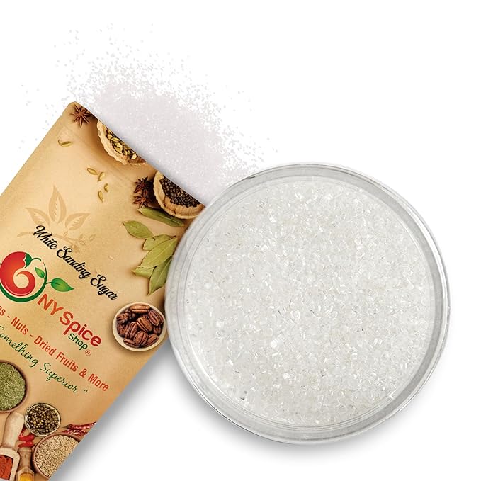 NY Spice Shop White Sanding Sugar - 1 Pound Sweet Colorful Edible Sprinkles For Candy Dish - Sugar