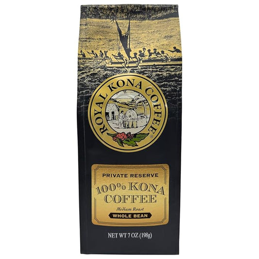 ROYAL KONA COFFEE Whole Bean - 100% Hawaiian Kona Whole Bean Coffee Medium Roast, 7 oz