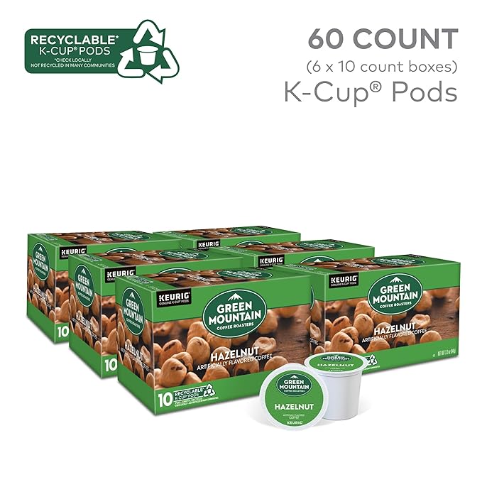 Green Mountain Coffee Roasters Hazelnut, Keurig Single Serve K-Cup Pods, Light Roast Coffee, 60