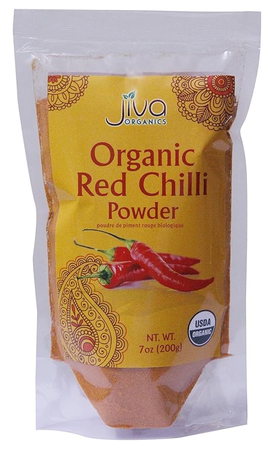 Jiva Organics Organic Red Chili Powder 7 ounce Bag - Extra Hot, Ground Indian Chillies, 100%