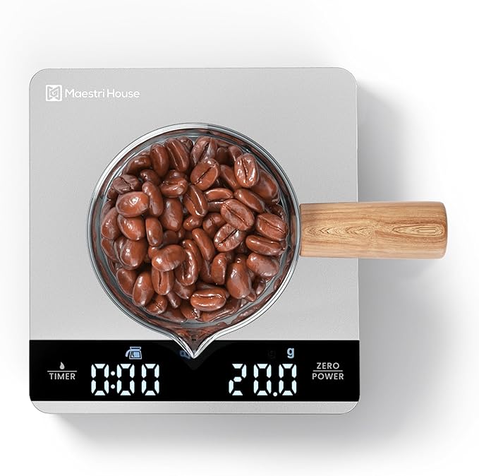 Mini Coffee Scale with Timer, Maestri House Rechargeable Espresso Scale, 2kg/0.1g Accurate Scale