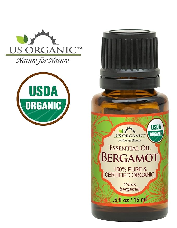 US Organic 100% Pure Bergamot Essential Oil, USDA Certified Organic, Cold Pressed, with Euro