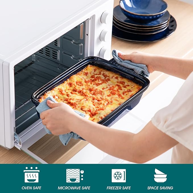 vancasso Starry 3.8 Quart Casserole Baking Dish, large lasagna pan with lid, 9x13 inch Stoneware