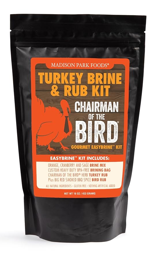 Chairman of the Bird Gourmet Turkey Brine Kit ??Premium Brine Mix, Custom BPA-Free XL Brine Bag and