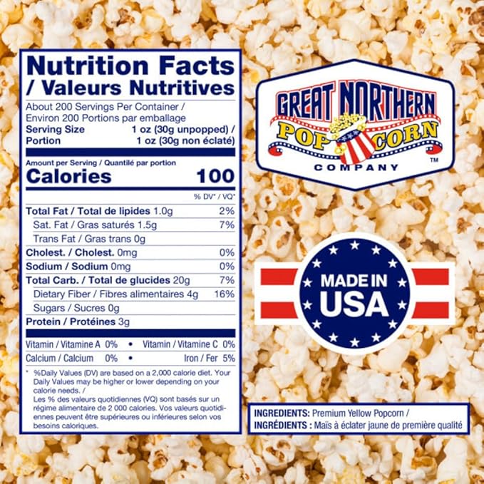 Premium Yellow Popcorn Kernels - 12.5lbs Resealable Bag of Gourmet Bulk Popping Corn for Microwave