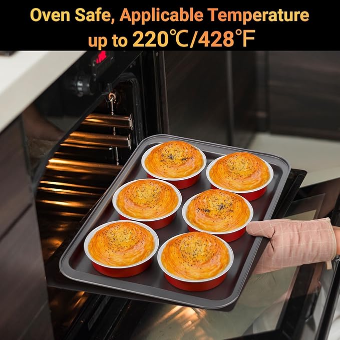 Beasea Disposable Baking Cups, 100 Pack 7.3oz 215ml Aluminum Ramekins Foil Baking Cups 4" Ramekin