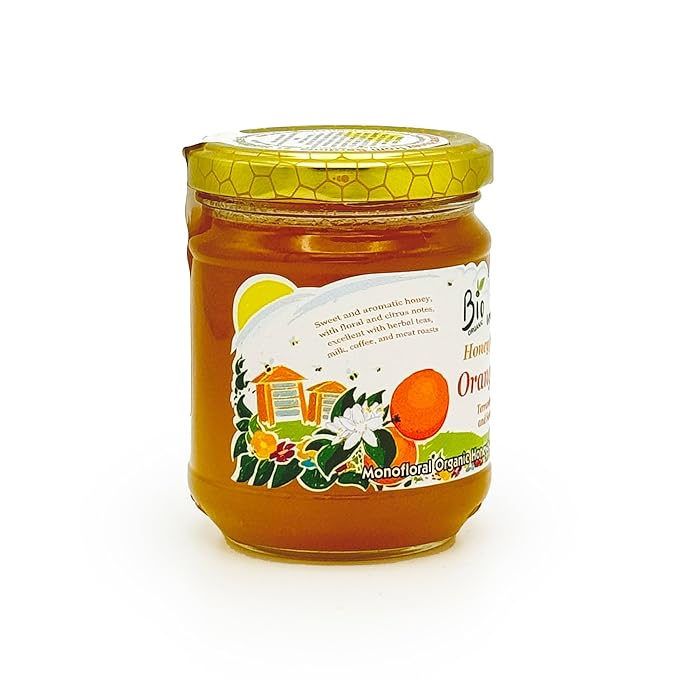 Orange Blossom Organic Raw Honey from Orange Tree Flowers, Sweet and Aromatic Honey from Sardinia