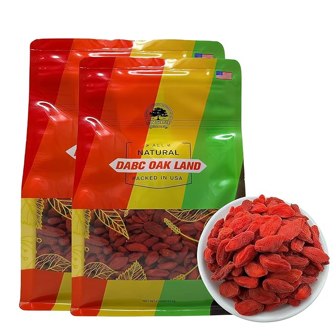 DABC OAK LAND Goji Berries, 2 LB Wolfberry Premium Large Berry Form 5A Wolfberry 100% Natural