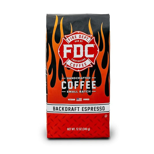 Fire Department Coffee - Gives Back to Firefighters - Backdraft Espresso Coffee Beans - Smooth &