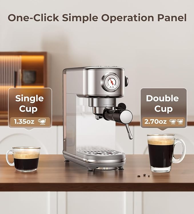 Espresso Machine with Milk Frother, 20 Bar High Pressure Professional Espresso Maker Automatic