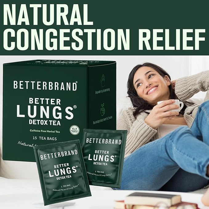 Betterbrand Mullein Tea Bags for Lungs ??Herbal Tea for Respiratory Support ??Caffeine-Free Loose