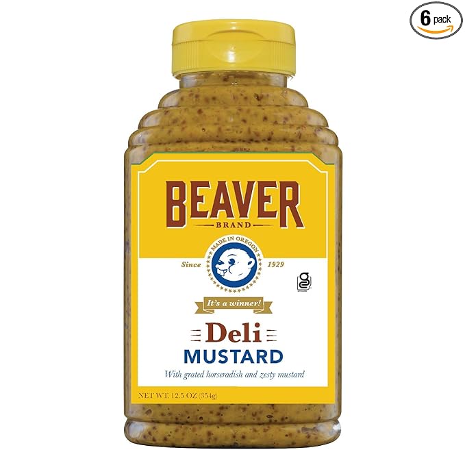 Beaver Deli Mustard, 12.5 Ounce Squeeze Bottle (Pack of 6)
