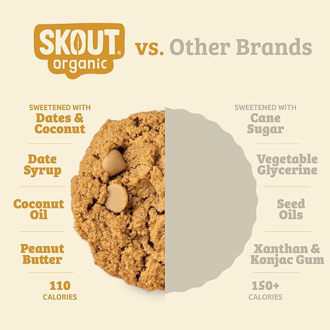 Skout Organic Peanut Butter Soft Baked Cookie (3 Pack) | Soft Baked Cookies | Plant-Based | Vegan |