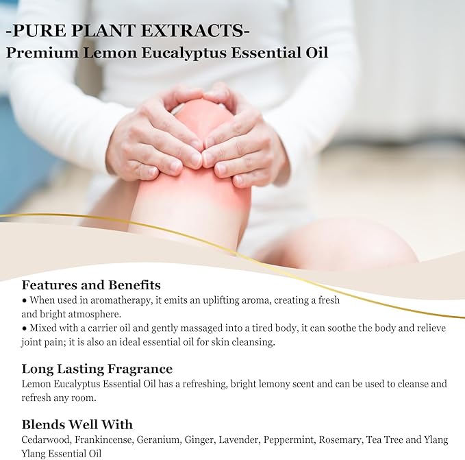 Lemon Eucalyptus Essential Oil Pure Lemon Eucalyptus Oil, Large Capacity Essential Oil with Glass