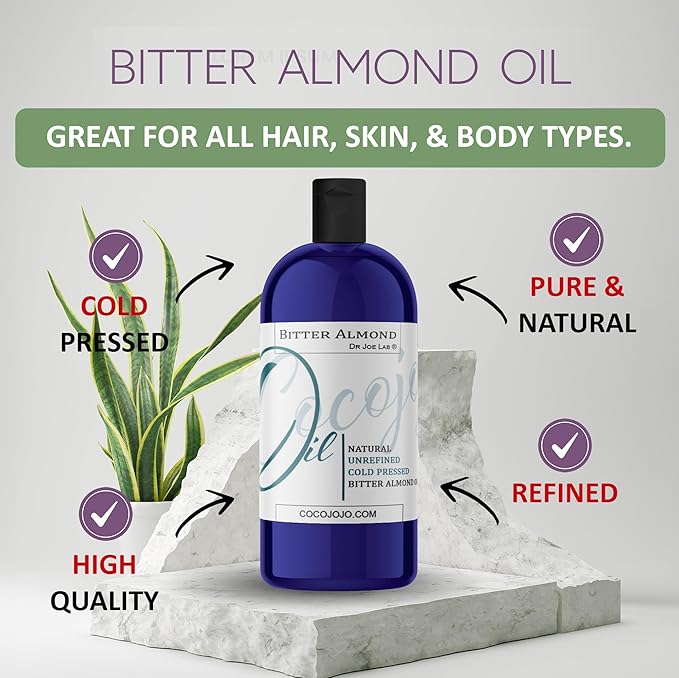 cocojojo Pure Bitter Almond 32 oz 1 Quart Oil Unrefined Cold Pressed Extra Virgin All Natural