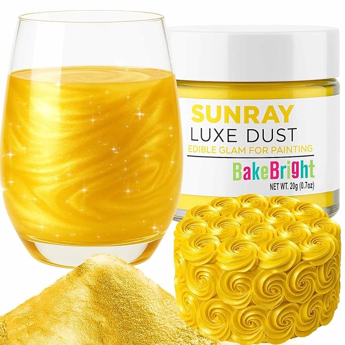 Luster Dust Edible Cake Decorations, Yellow Edible Luster Dust for Cupcake Decorations Edible