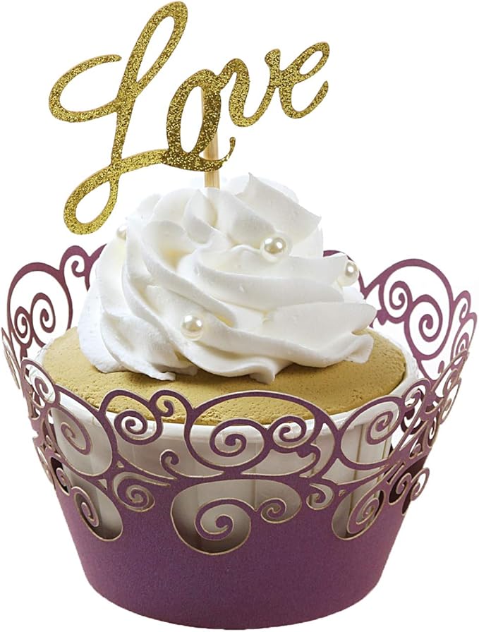 Cupcake Wrappers, KPOSIYA 50 Pack Cupcake Wraps Filigree Artistic Bake Cake Paper Cup Little Vine