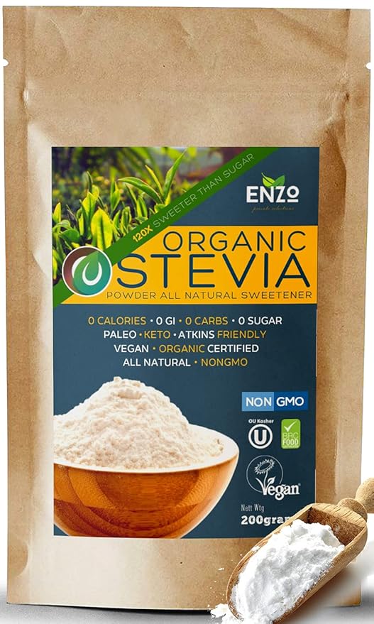 Enzo Easy Use Organic Stevia Powder 200g (7.05oz / 1600 Servings) All Natural Alternative Sweetener